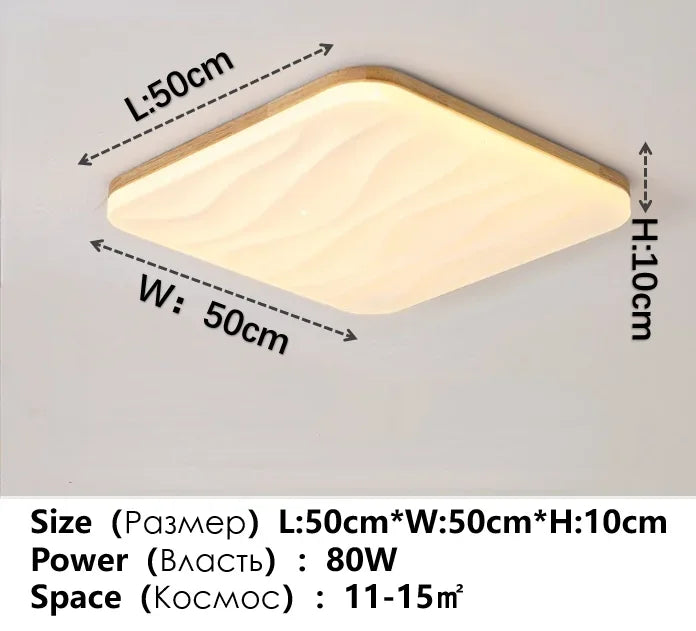 Plafonnier LED Carré Moderne en Bois pour Intérieur - Style Épuré