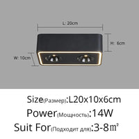 Plafonnier LED Carré Anti-Éblouissement Surface Montée - Style Audacieux | Marco Lucetti C Noir L20x10cm 14W / Blanc froid