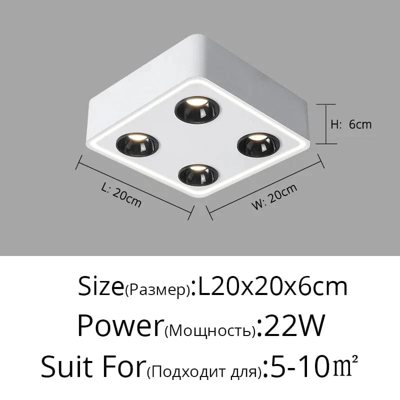 Plafonnier LED Carré Anti-Éblouissement Surface Montée - Style Audacieux | Marco Lucetti E Blanc L20x20cm 22W / Blanc froid