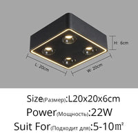 Plafonnier LED Carré Anti-Éblouissement Surface Montée - Style Audacieux | Marco Lucetti E Noir L20x20cm 22W / Blanc froid