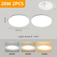 Plafonnier LED Carré Deluxe | Marco Lucetti Rond 20w 2PCS / CHINE / Blanc froid