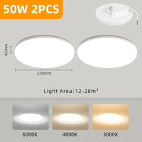 Plafonnier LED Carré Deluxe | Marco Lucetti Rond 50w 2PCS / CHINE / Blanc froid