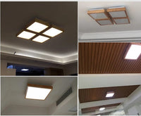 Plafonnier LED carré en bois naturel de style nordique | Marco Lucetti