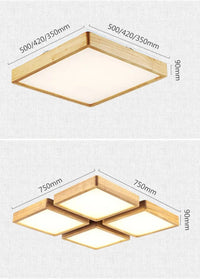 Plafonnier LED carré en bois naturel de style nordique | Marco Lucetti
