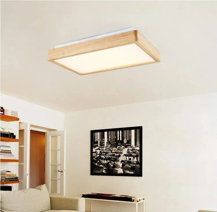 Plafonnier LED carré en bois naturel de style nordique | Marco Lucetti