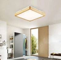 Plafonnier LED carré en bois naturel de style nordique | Marco Lucetti