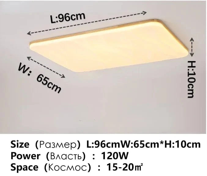 Plafonnier LED Carré Moderne en Bois pour Intérieur - Style Épuré | Marco Lucetti Oblongue 96cm / Lumière 3 couleurs
