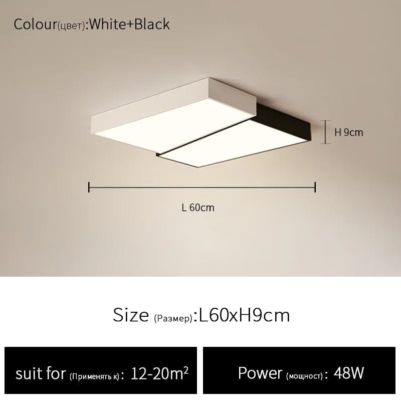 Plafonnier LED Carré Noir & Blanc | Marco Lucetti