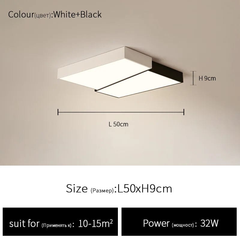 Plafonnier LED Carré Noir & Blanc | Marco Lucetti