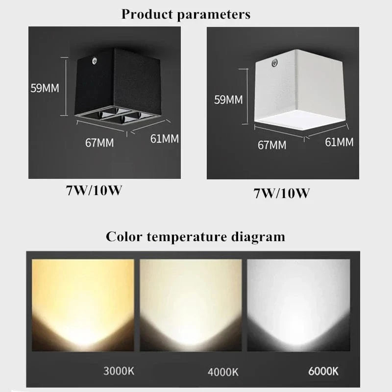 Plafonnier LED carré pour maison et hôtel - Montage en surface | Marco Lucetti