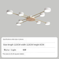 Plafonnier LED chic en métal et bois avec multiples lampes rondes Aibiou | Marco Lucetti Blanc - 8 lampes