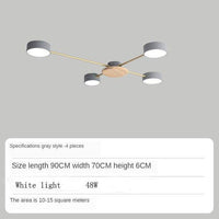 Plafonnier LED chic en métal et bois avec multiples lampes rondes Aibiou | Marco Lucetti Gris - 4 lampes