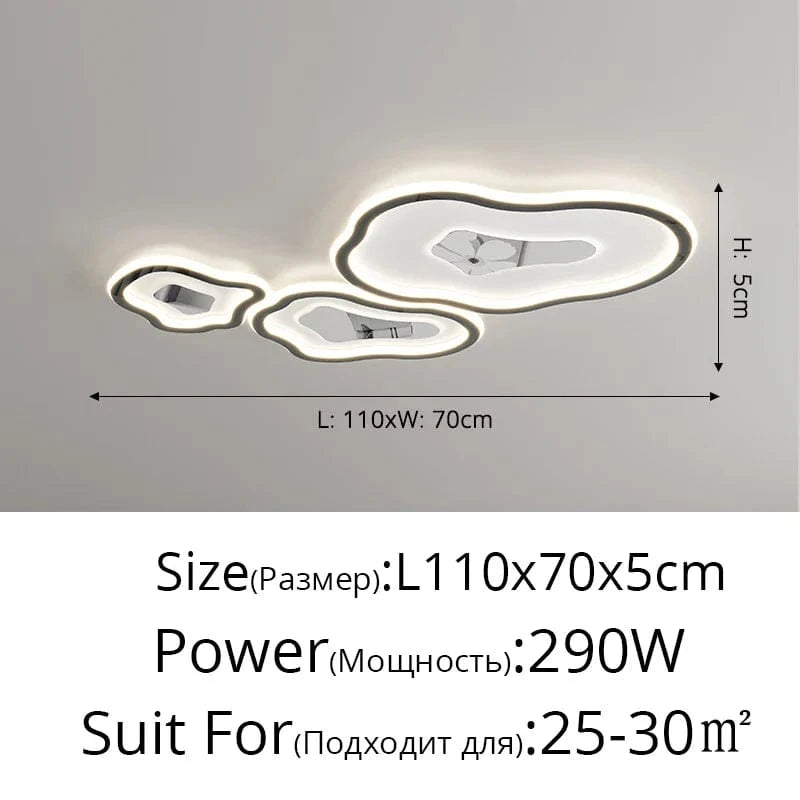 Plafonnier LED Chromé Moderne | Marco Lucetti Noir 110x70x5cm / 3 couleurs sans télécommande