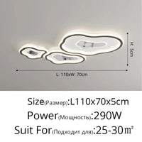 Plafonnier LED Chromé Moderne | Marco Lucetti Noir 110x70x5cm / 3 couleurs sans télécommande