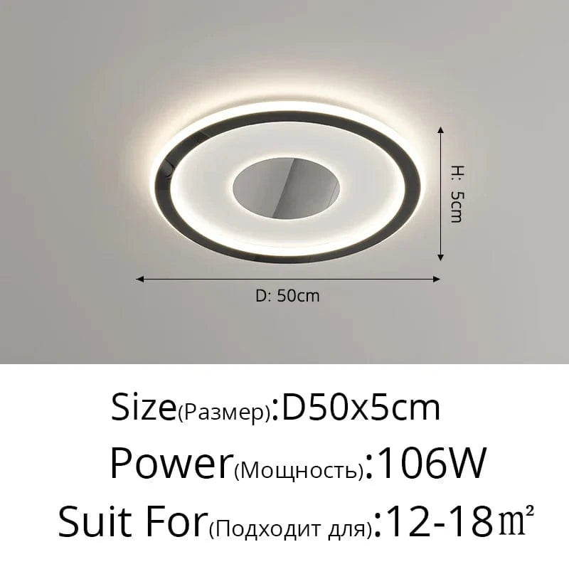 Plafonnier LED Chromé Moderne | Marco Lucetti Rond Noir / 3 couleurs sans télécommande