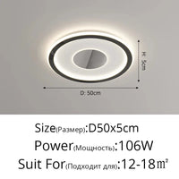 Plafonnier LED Chromé Moderne | Marco Lucetti Rond Noir / 3 couleurs sans télécommande