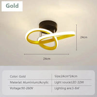 Plafonnier LED Chromé Moderne pour Allée, Escalier, Balcon et Hôtel | Marco Lucetti CL084 Or / Feu tricolore-Pas de RC