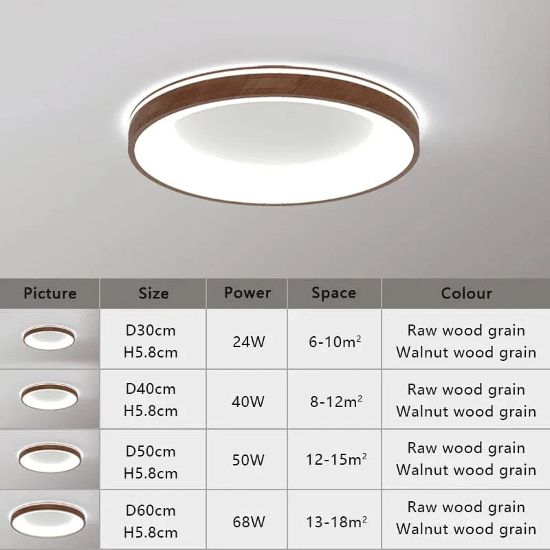 Plafonnier LED Circulaire Grain de Bois - Design Moderne et Minimaliste | Marco Lucetti