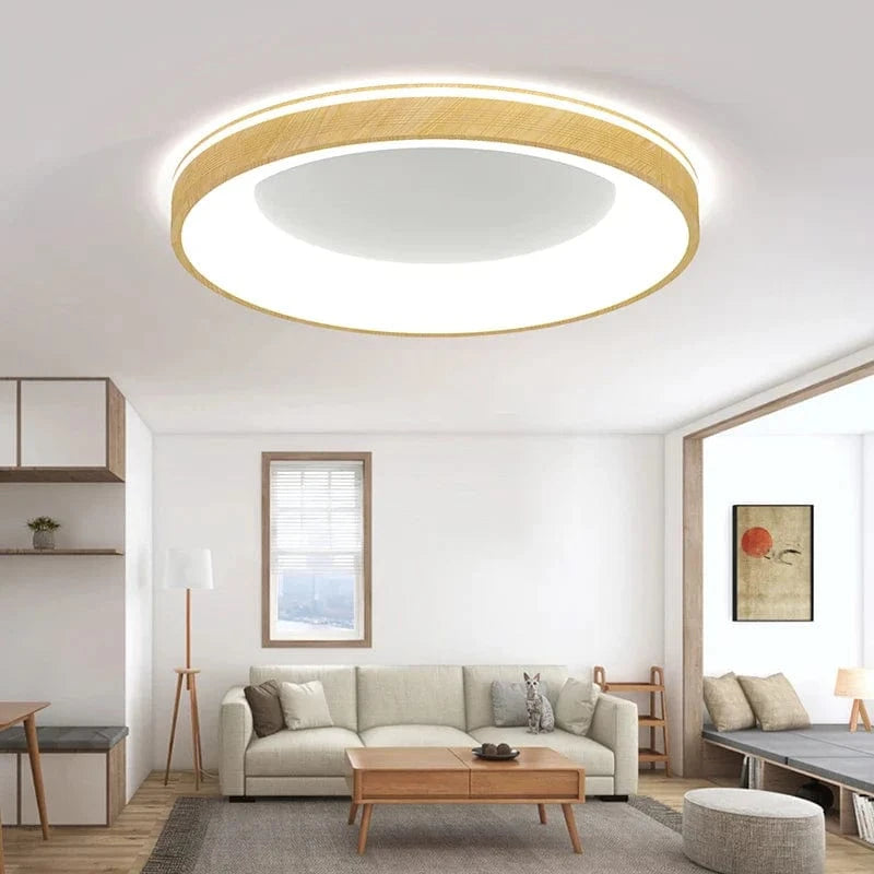 Plafonnier LED Circulaire Grain de Bois - Design Moderne et Minimaliste | Marco Lucetti