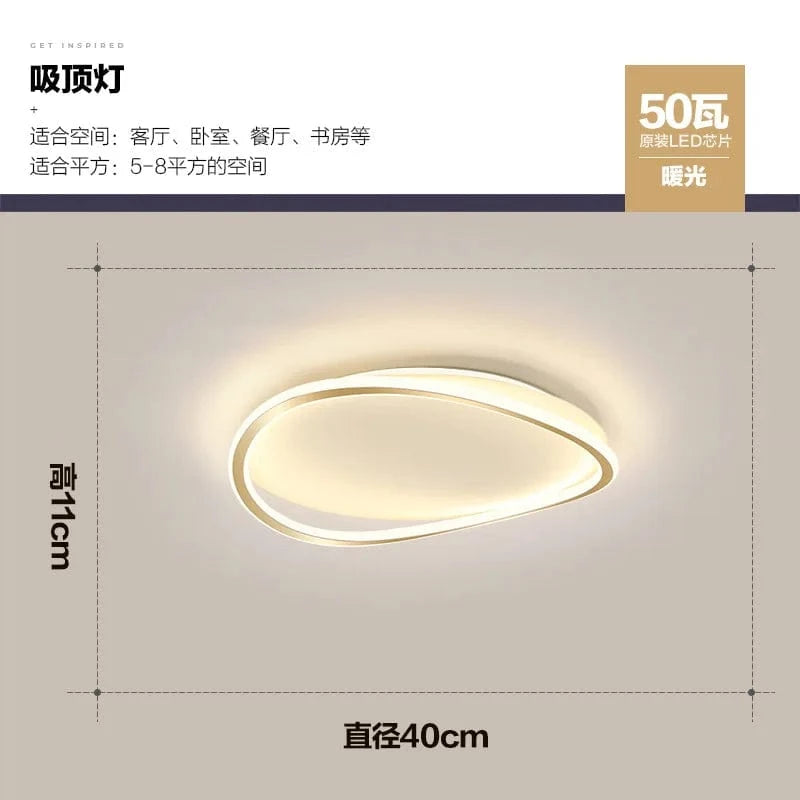 Plafonnier LED circulaire ultra-mince de style nordique moderne et artistique. | Marco Lucetti Lampe chaude 40CM