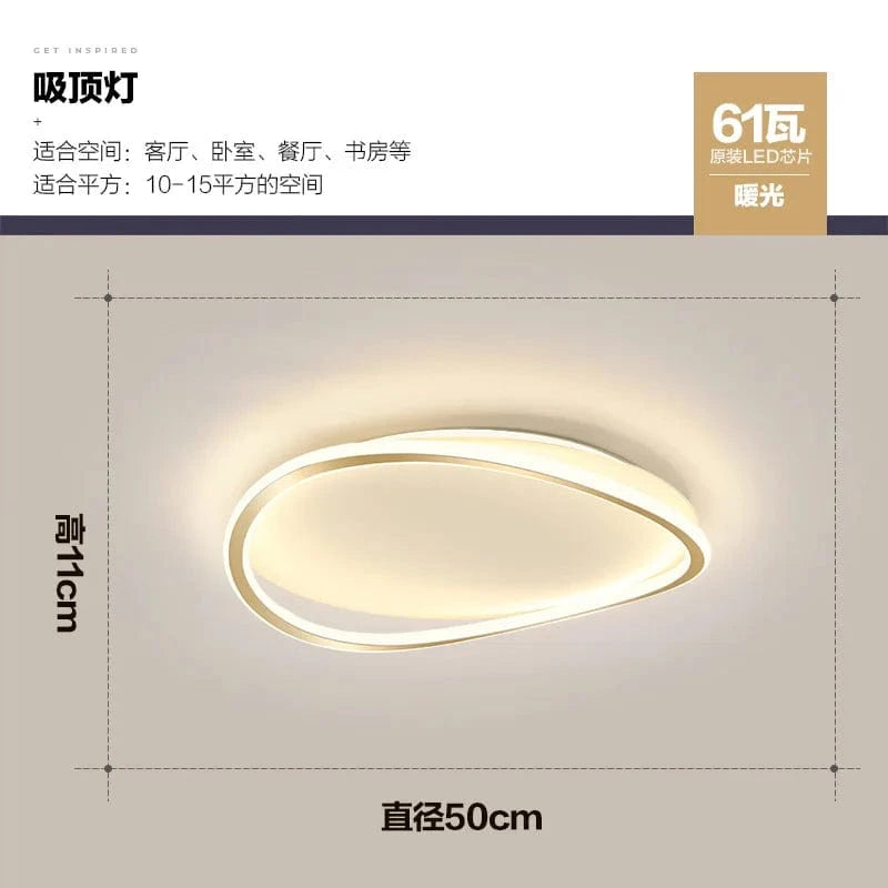 Plafonnier LED circulaire ultra-mince de style nordique moderne et artistique. | Marco Lucetti Lampe chaude 50CM