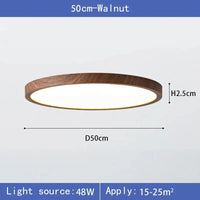 Plafonnier LED Circulaire Ultra-Mince Grain de Bois, 3 Tons de Lumière | Marco Lucetti Bois de noyer-50cm-48w / Gradation 3 couleurs