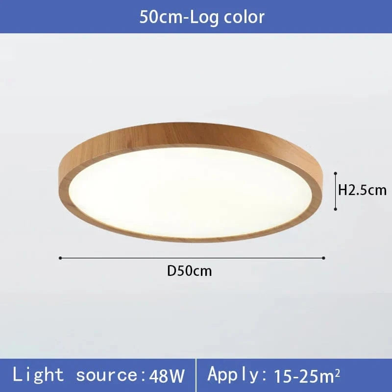 Plafonnier LED Circulaire Ultra-Mince Grain de Bois, 3 Tons de Lumière | Marco Lucetti Bûche couleur-50cm-48w / Gradation 3 couleurs