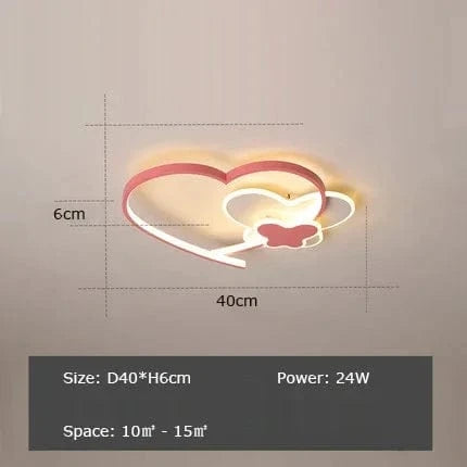 Plafonnier LED Cœur Rose pour Chambre d'Enfant | Marco Lucetti Style A D40cm / Blanc froid 6000K