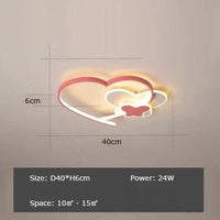 Plafonnier LED Cœur Rose pour Chambre d'Enfant | Marco Lucetti Style A D40cm / Blanc froid 6000K
