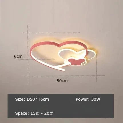Plafonnier LED Cœur Rose pour Chambre d'Enfant | Marco Lucetti Style A D50cm / Blanc froid 6000K