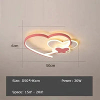 Plafonnier LED Cœur Rose pour Chambre d'Enfant | Marco Lucetti Style A D50cm / Blanc froid 6000K