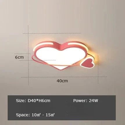 Plafonnier LED Cœur Rose pour Chambre d'Enfant | Marco Lucetti Style B D40cm / Blanc froid 6000K
