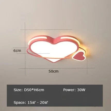Plafonnier LED Cœur Rose pour Chambre d'Enfant | Marco Lucetti Style B D50cm / Blanc froid 6000K