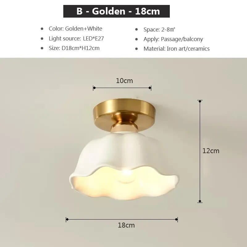 Plafonnier LED Crème en Céramique et Verre | Marco Lucetti CL173 B Or / Blanc froid