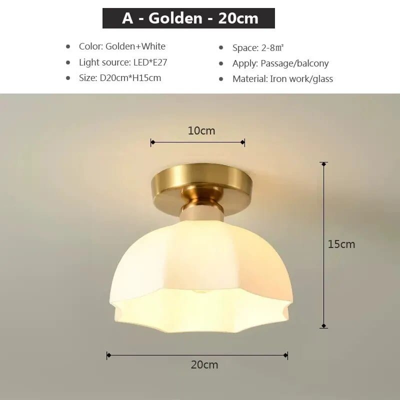 Plafonnier LED Crème en Céramique et Verre | Marco Lucetti CL173 Un Or / Blanc froid