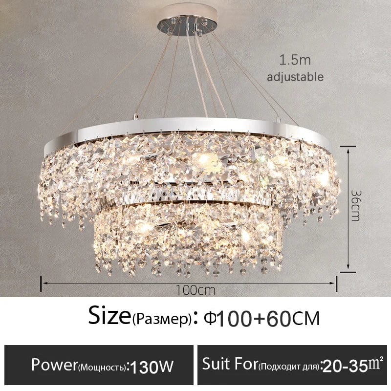 Plafonnier LED Cristal Luxe Moderne | Marco Lucetti D100 60cm / Lumière chaude 3000k