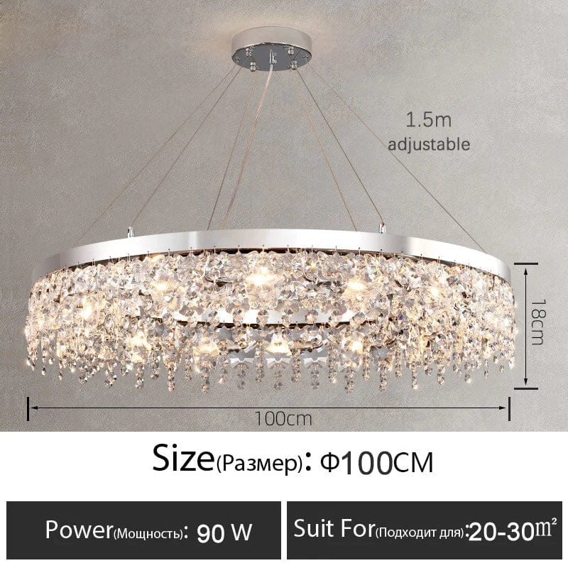 Plafonnier LED Cristal Luxe Moderne | Marco Lucetti D100cm / Lumière chaude 3000k