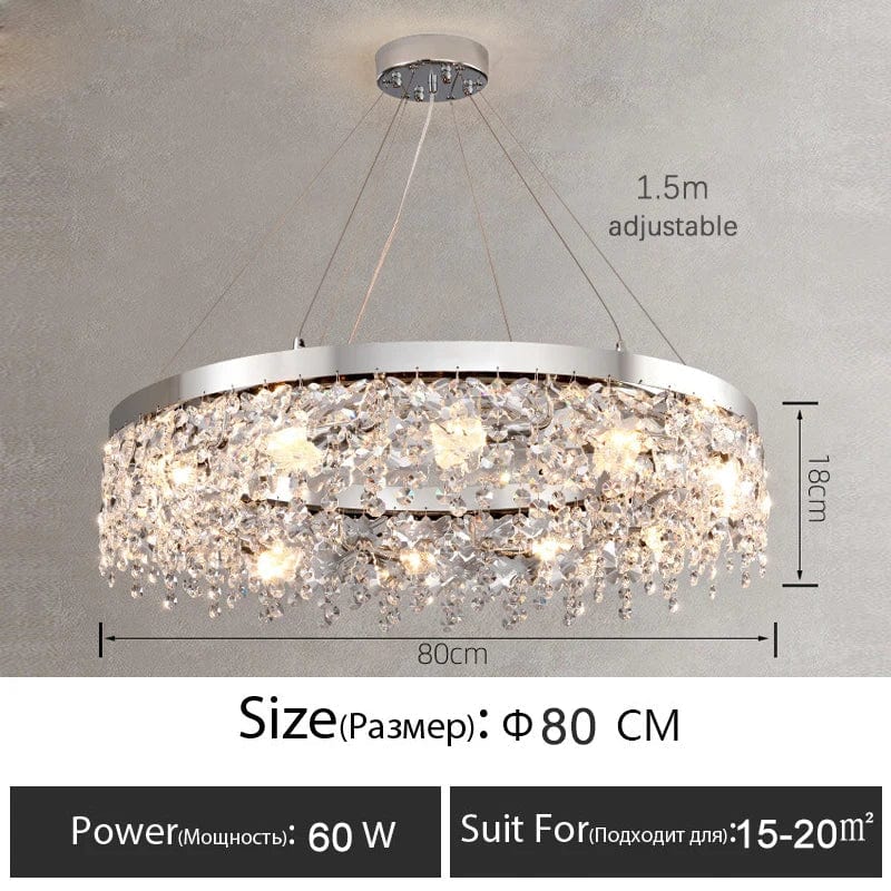 Plafonnier LED Cristal Luxe Moderne | Marco Lucetti D80cm 1 / Lumière chaude 3000k