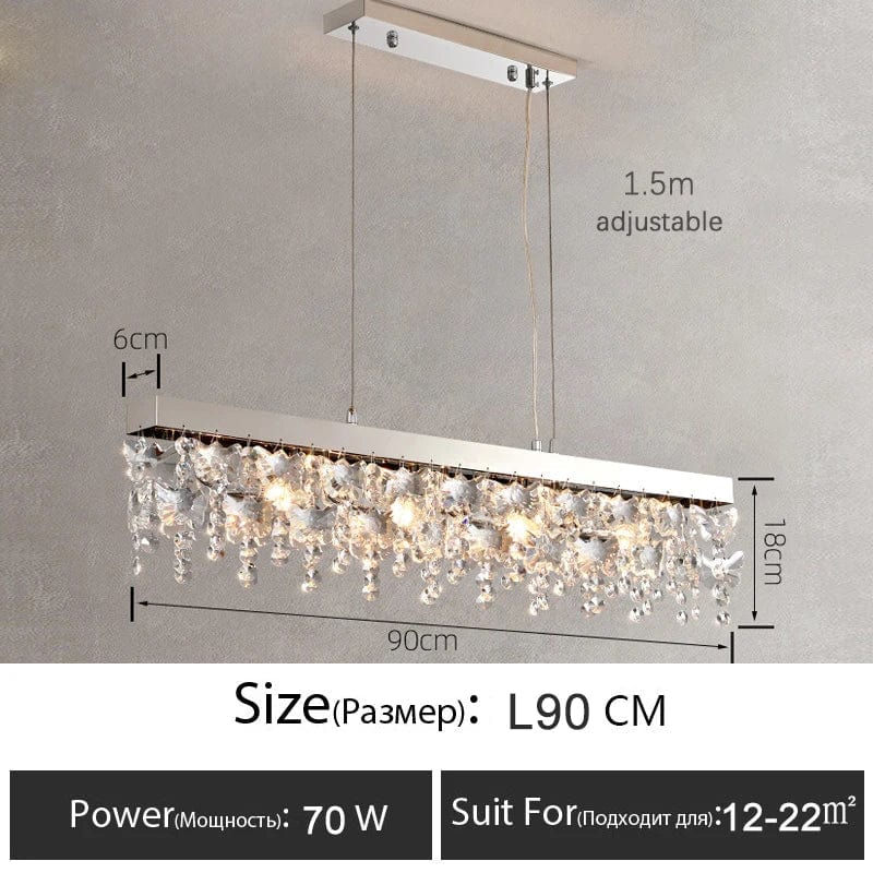 Plafonnier LED Cristal Luxe Moderne | Marco Lucetti L90cm / Lumière chaude 3000k