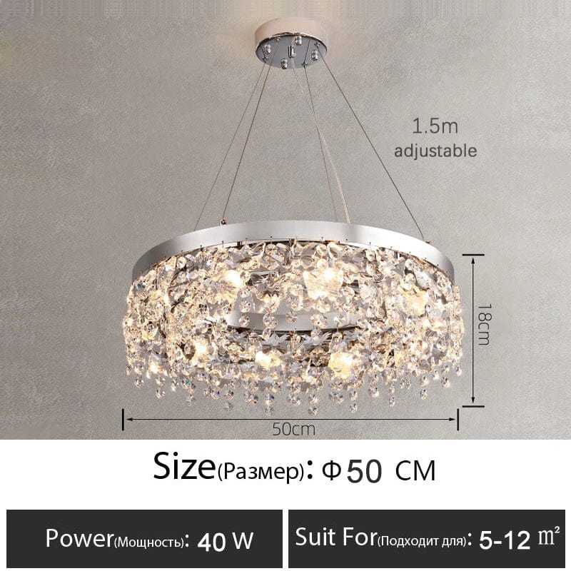 Plafonnier LED Cristal Luxe Moderne | Marco Lucetti Lustre D50cm / Lumière chaude 3000k