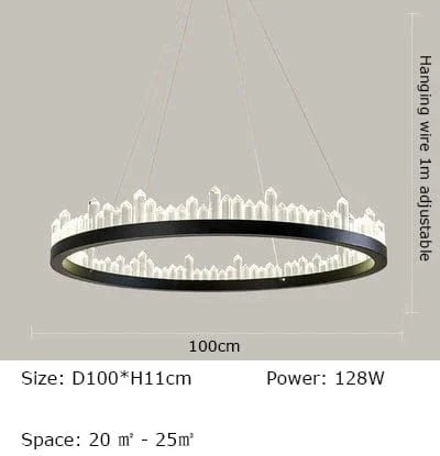 Plafonnier LED Cristal Noir & Blanc Moderne | Marco Lucetti Style A-Noir D100cm / Blanc froid 6000K