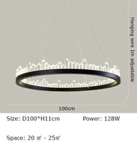 Plafonnier LED Cristal Noir & Blanc Moderne | Marco Lucetti Style A-Noir D100cm / Blanc froid 6000K