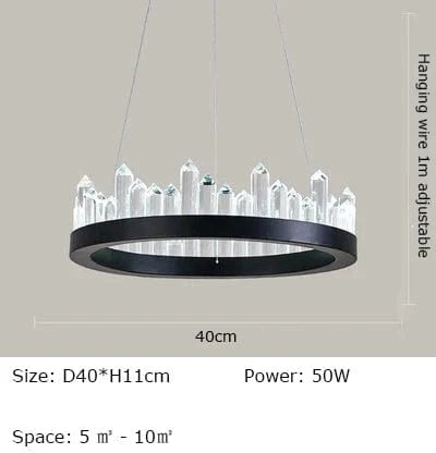 Plafonnier LED Cristal Noir & Blanc Moderne | Marco Lucetti Style A-Noir D40cm / Blanc froid 6000K
