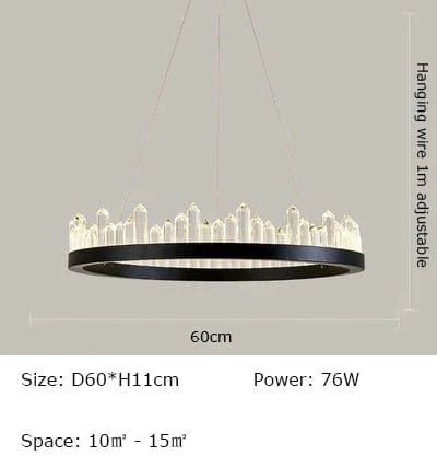 Plafonnier LED Cristal Noir & Blanc Moderne | Marco Lucetti Style A-Noir D60cm / Blanc froid 6000K
