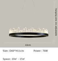 Plafonnier LED Cristal Noir & Blanc Moderne | Marco Lucetti Style A-Noir D60cm / Blanc froid 6000K