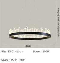 Plafonnier LED Cristal Noir & Blanc Moderne | Marco Lucetti Style A-Noir D80cm / Blanc froid 6000K