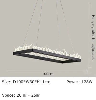 Plafonnier LED Cristal Noir & Blanc Moderne | Marco Lucetti Style B-Noir D100cm / Blanc froid 6000K