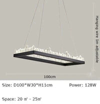 Plafonnier LED Cristal Noir & Blanc Moderne | Marco Lucetti Style B-Noir D100cm / Blanc froid 6000K