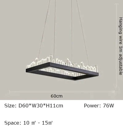 Plafonnier LED Cristal Noir & Blanc Moderne | Marco Lucetti Style B-Noir D60cm / Blanc froid 6000K