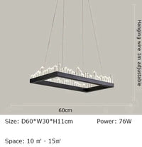 Plafonnier LED Cristal Noir & Blanc Moderne | Marco Lucetti Style B-Noir D60cm / Blanc froid 6000K